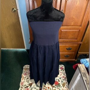 Hellen Elegant Navy Blue Strapless Dress